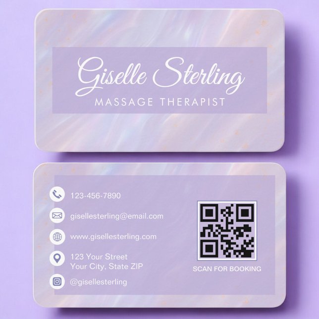 Massage Therapist Iridescent QR Code Professional Visitenkarte (Von Creator hochgeladen)
