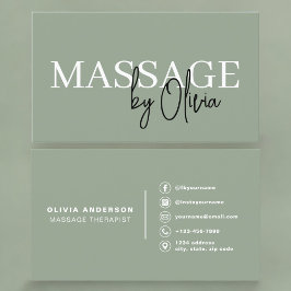 Massage Therapist Sage Green  Visitenkarte
