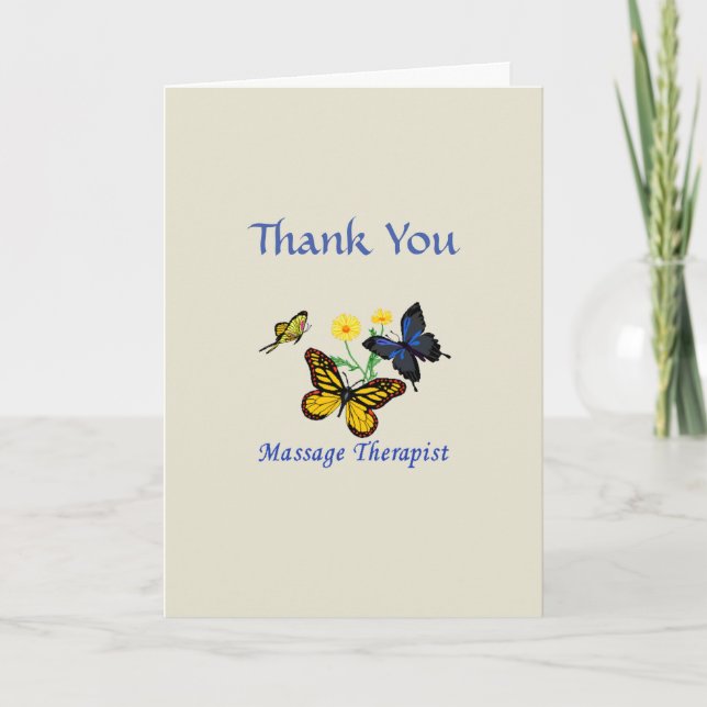 Massage Therapist Schmetterlinge Vielen Dank Dankeskarte (Vorderseite)