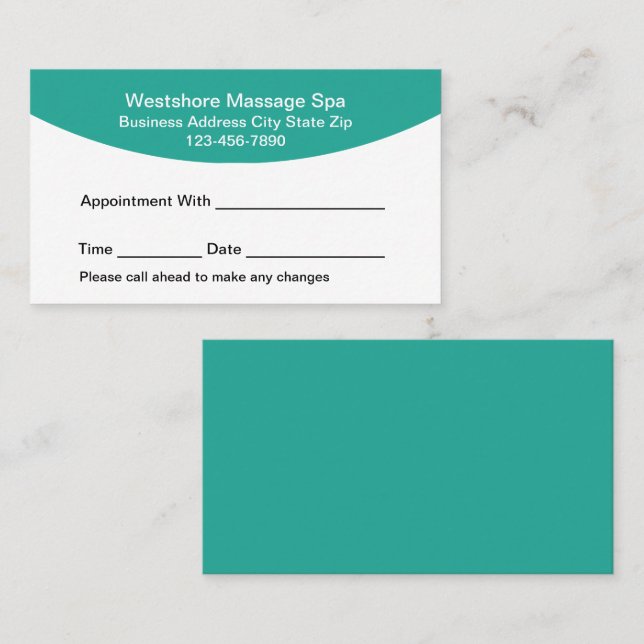 Massage Therapist Spa Appointment Cards Terminkarte (Vorne/Hinten)
