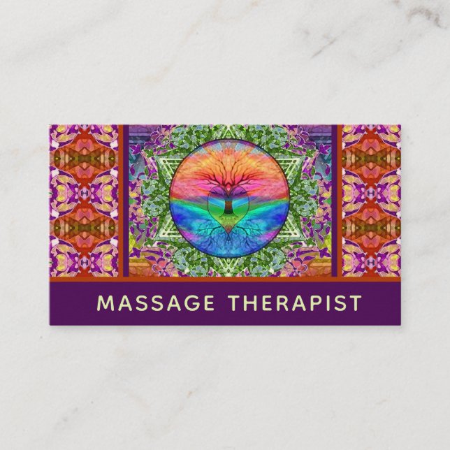 Massage Therapist Tree of Life Business Card Visitenkarte (Vorderseite)