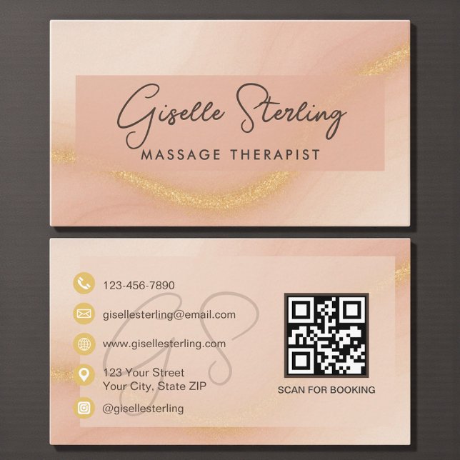 Massage Therapist Watercolor QR Code Visitenkarte (Von Creator hochgeladen)