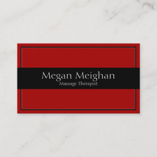 Massage Therapy Business Card - Rot Schwarz-weiß Visitenkarte