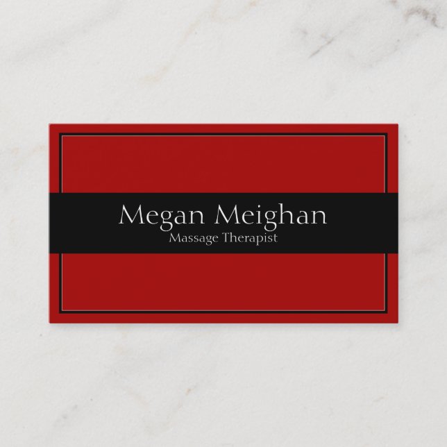 Massage Therapy Business Card - Rot Schwarz-weiß Visitenkarte (Vorderseite)