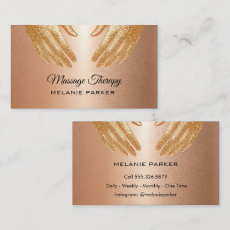 Massage Therapy Hands Rose Gold Visitenkarte
