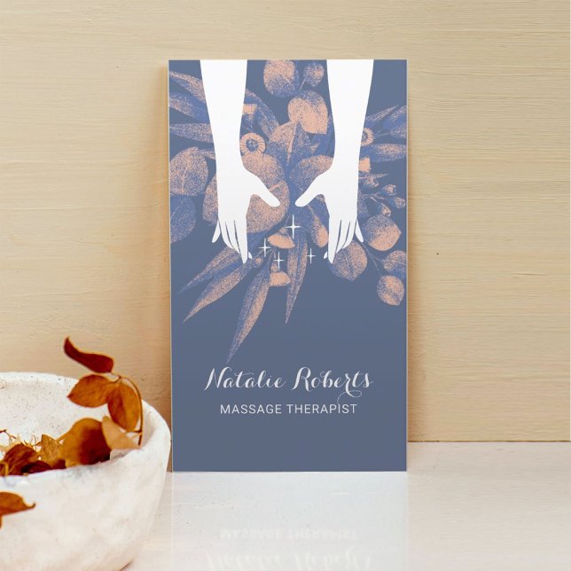 Massage Therapy Heilung Hände Blue Pink Grüne Visitenkarte (Von Creator hochgeladen)