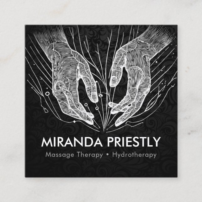 Massage Therapy Heilung Hände Energie Wellness-Cen Quadratische Visitenkarte (Vorderseite)