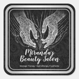 Massage Therapy Heilung Hände Energie Wellness-Cen Quadratischer Aufkleber