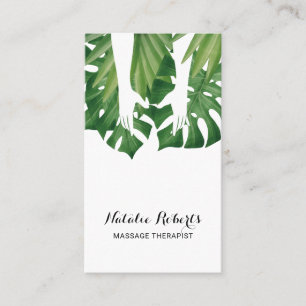 Massage Therapy Heilung Hände Tropische Blätter We Visitenkarte