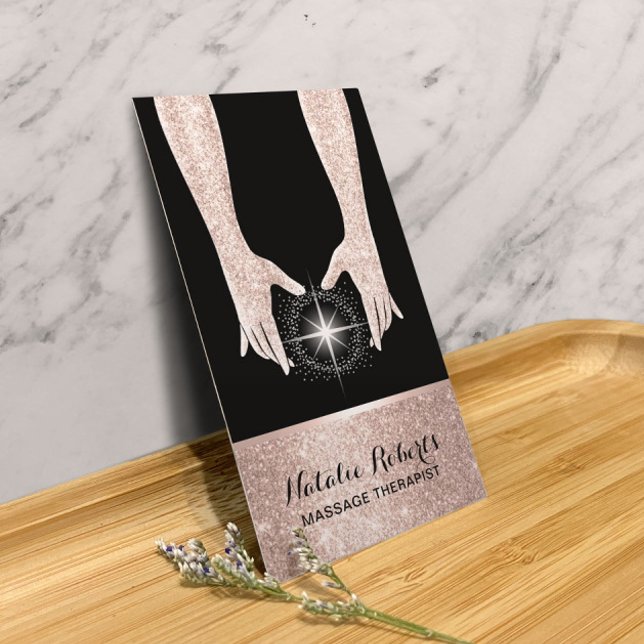 Massage Therapy Reiki Wellness-Center Rose Gold He Visitenkarte (Von Creator hochgeladen)