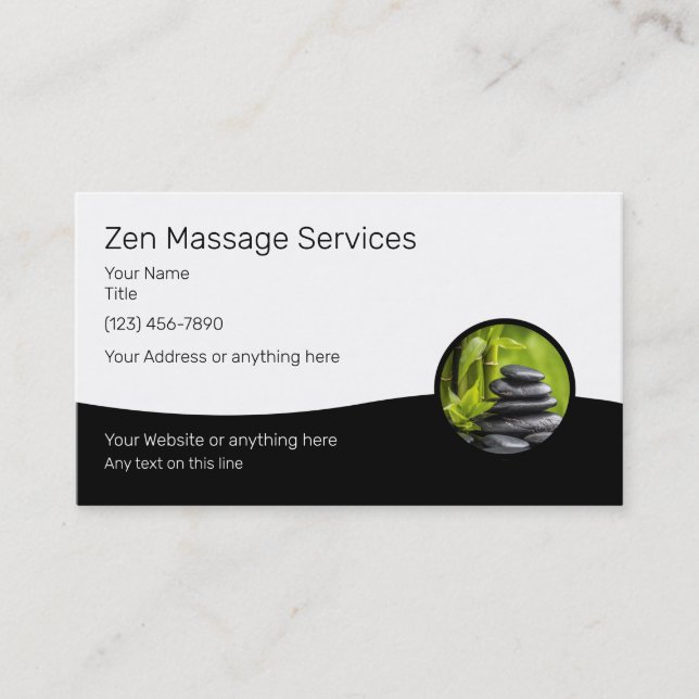 Massage Therapy Services Zen Design Visitenkarte (Vorderseite)