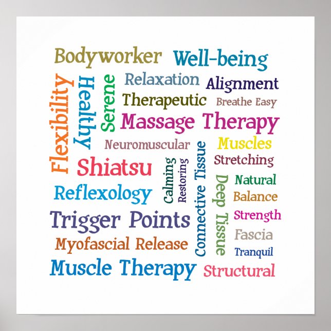 Massage Therapy Word Collage Cloud Poster (Vorne)