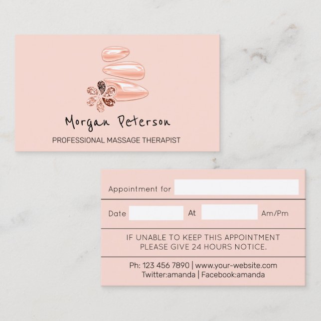 Massage Wellness-Center Wellness Beauty Rose Logo Terminkarte (Vorne/Hinten)