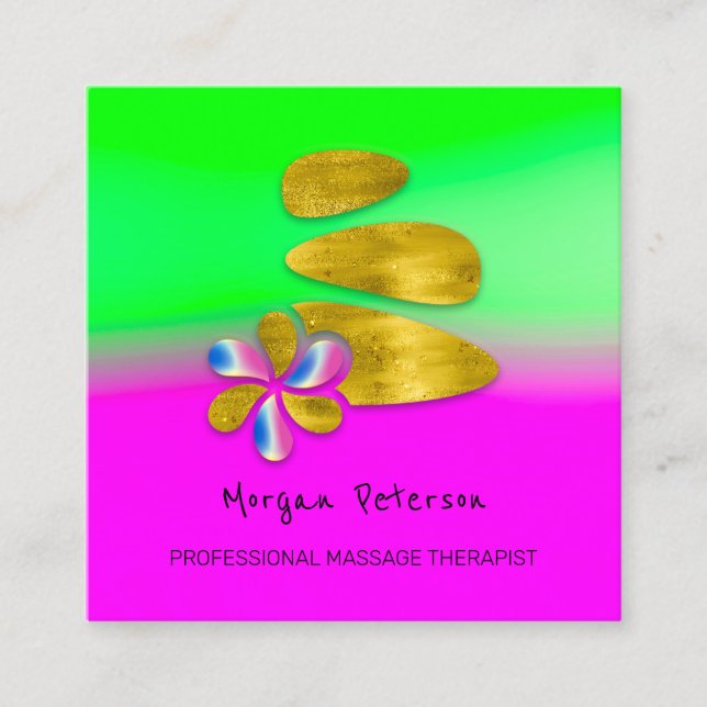 Massage Wellness-Center Wellness Blume Rosa Gold L Terminkarte (Vorderseite)