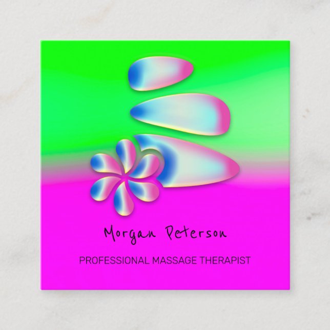 Massage Wellness-Center Wellness Blume Rosa Hologr Terminkarte (Vorderseite)
