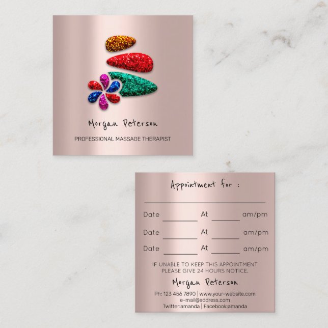Massage Wellness-Center Wellness Blume Rose Logo S Terminkarte (Vorne/Hinten)