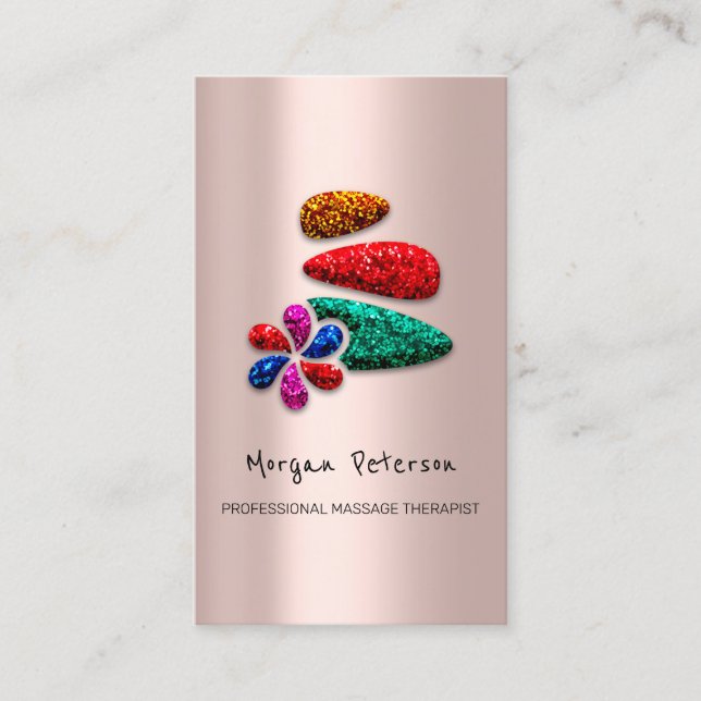 Massage Wellness-Center Wellness Floral Stone Logo Terminkarte (Vorderseite)