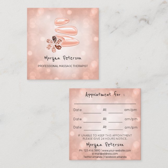Massage Wellness-Center Wellness Rose Logo-Platz Terminkarte (Vorne/Hinten)