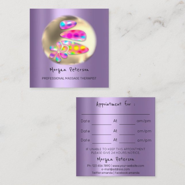 Massage Wellness-Center Wellness Stone Gold Logo L Terminkarte (Vorne/Hinten)