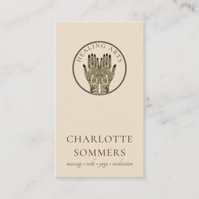 Massage Yoga Mehndi Carte de visite Henné (Devant)