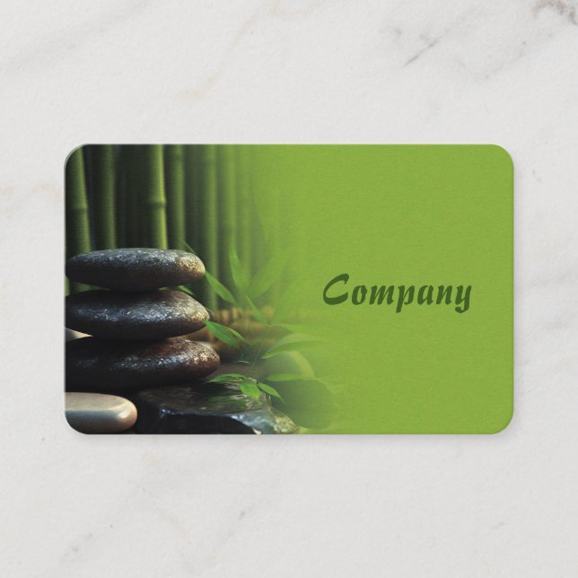 Massage Zen Stones Spa Wellness tranquility green Visitenkarte (Vorderseite)
