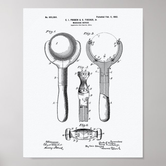 Massagegerät 1902 Weißbuch zum Thema "Patent Art" Poster (Vorne)