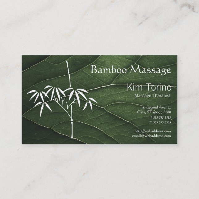 Massagetherapeut Bamboo Big Leaf Ernennung Visitenkarte (Vorderseite)
