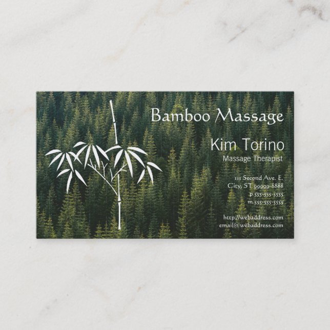 Massagetherapeut Bamboo-Wald Ernennung Visitenkarte (Vorderseite)