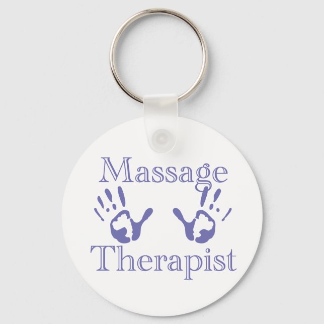 Massagetherapeut: Blauer Handdruck Schlüsselanhänger (Vorderseite)