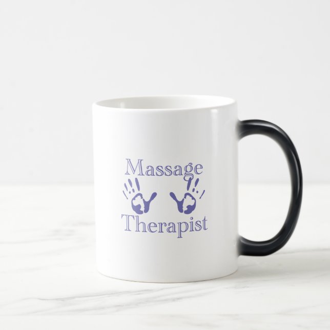 Massagetherapeut: Blauer Handdruck Verwandlungstasse (Rechts)