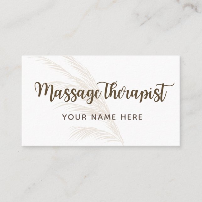 Massagetherapeut Boho Calligraphy Einfach-Minimal Visitenkarte (Vorderseite)