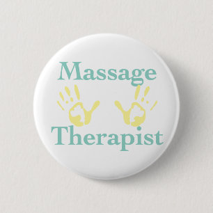 Massagetherapeut: Gelbe Handdrucke Button