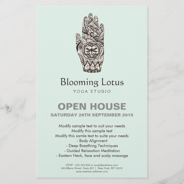 Massagetherapeut Henna Dragonfly Tattoo Hand Flyer (Vorne)