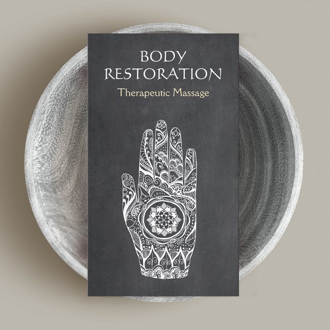 Massagetherapeut Henna Lotus Tattoo Hand Visitenkarte (Von Creator hochgeladen)