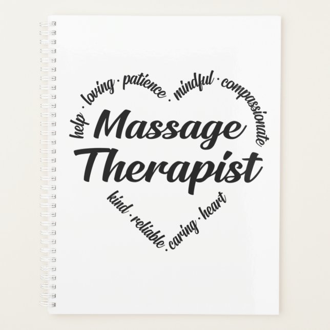 Massagetherapeut Herz Word Cloud Planer (Vorderseite)