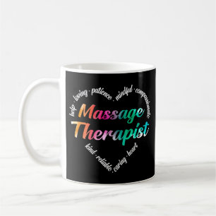 Massagetherapeut Herz Word Cloud Watercolor Kaffeetasse