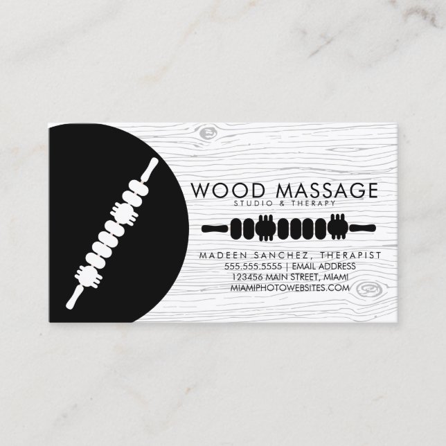 Massagetherapeut Holz Therapiewerkzeuge Visitenkarte (Vorderseite)