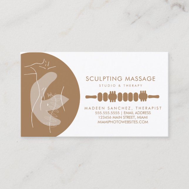 Massagetherapeut Holztherapie Bildhauerei Visitenkarte (Vorderseite)