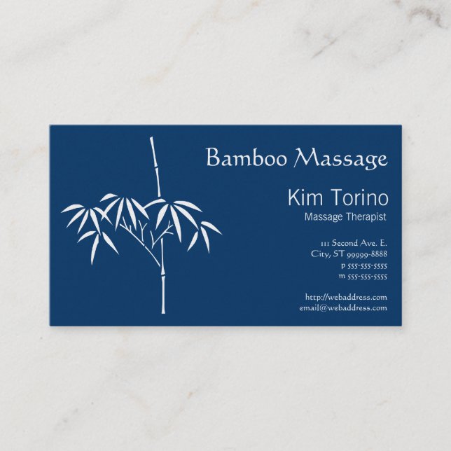 Massagetherapeut Japanisch Bamboo Visitenkarte (Vorderseite)