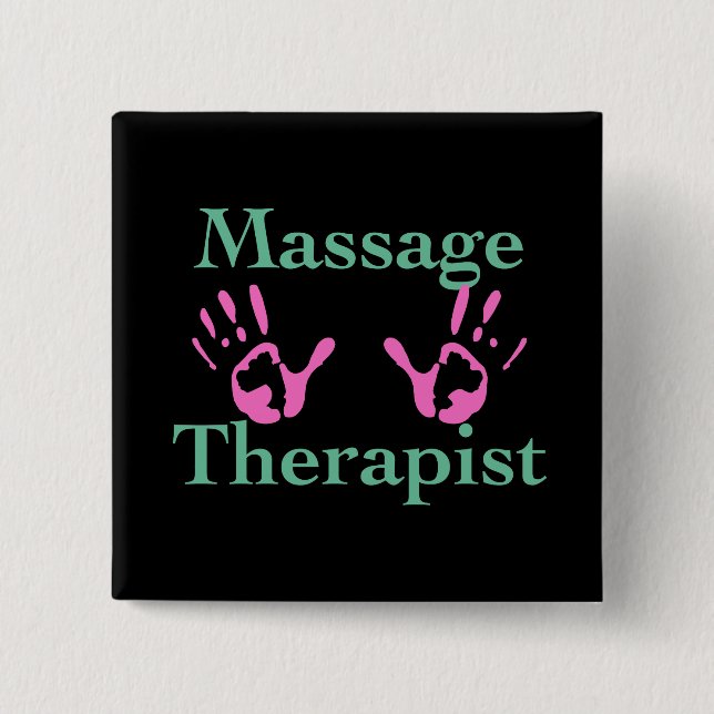 Massagetherapeut: Rosa Handdrucke Button (Vorderseite)