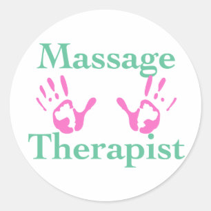 Massagetherapeut: Rosa Handdrucke Runder Aufkleber