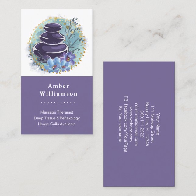 Massagetherapeut Salon Wellness-Center Stylist Zen Visitenkarte (Vorne/Hinten)