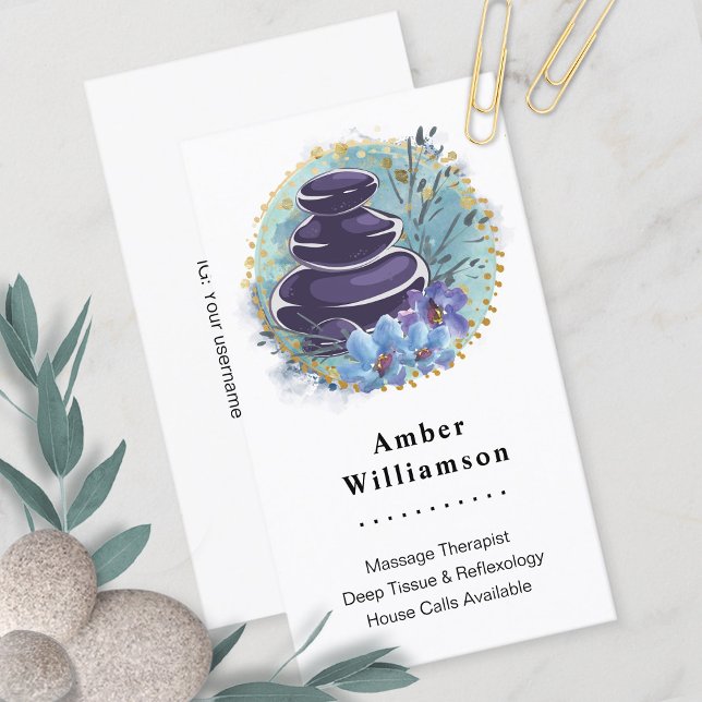 Massagetherapeut Salon Wellness-Center Stylist Zen Visitenkarte (Von Creator hochgeladen)