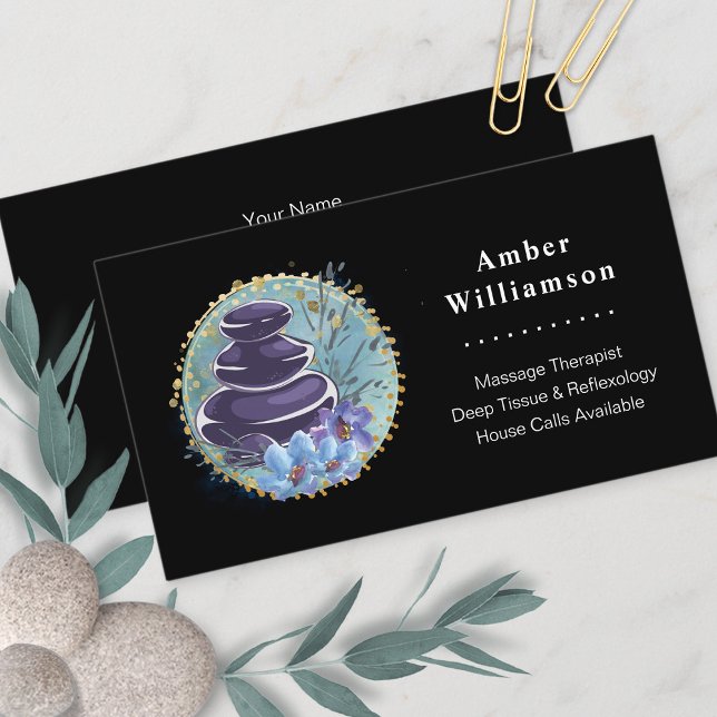 Massagetherapeut Salon Wellness-Center Stylist Zen Visitenkarte (Von Creator hochgeladen)