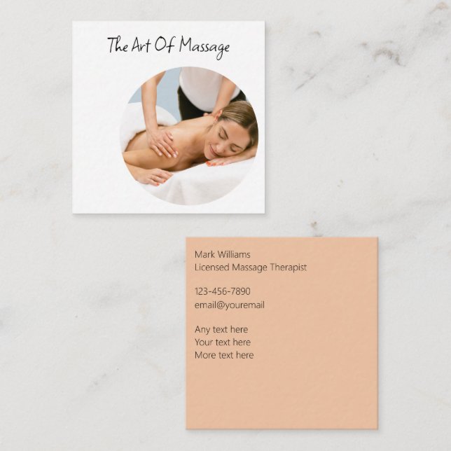 Massagetherapeut Trendy Business Cards Quadratische Visitenkarte (Vorne/Hinten)