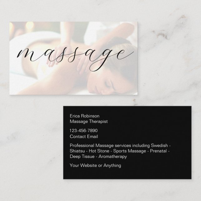 Massagetherapeut Trendy Business Cards Visitenkarte (Vorne/Hinten)