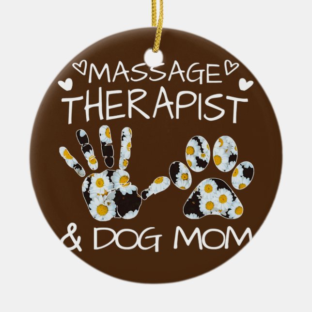 Massagetherapeut und Hunde Mama Wildblumen Keramik Ornament (Vorne)