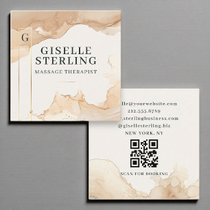 Massagetherapeut Wasserfarbe QR Code Goldfolie Quadratische Visitenkarte