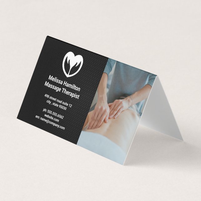 Massagetherapeut | WELLNESS-CENTER | Symbol für He Visitenkarten (Vorderseite)