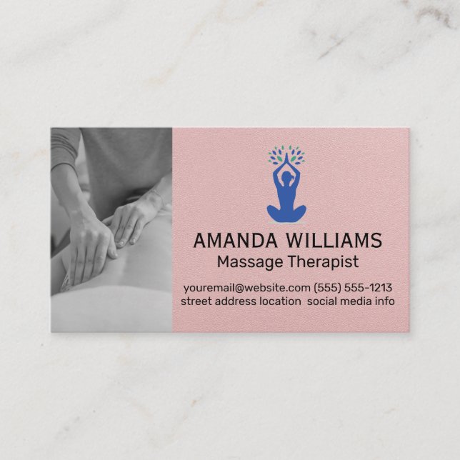 Massagetherapeut | Yoga-Logo für die Fitness Gesun Visitenkarte (Vorderseite)